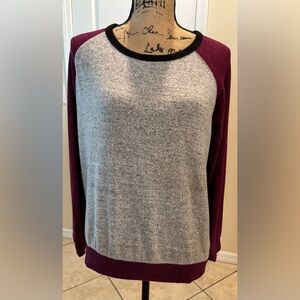 Buffalo David Bitton Gray and Burgundy Crew Neck Sweater